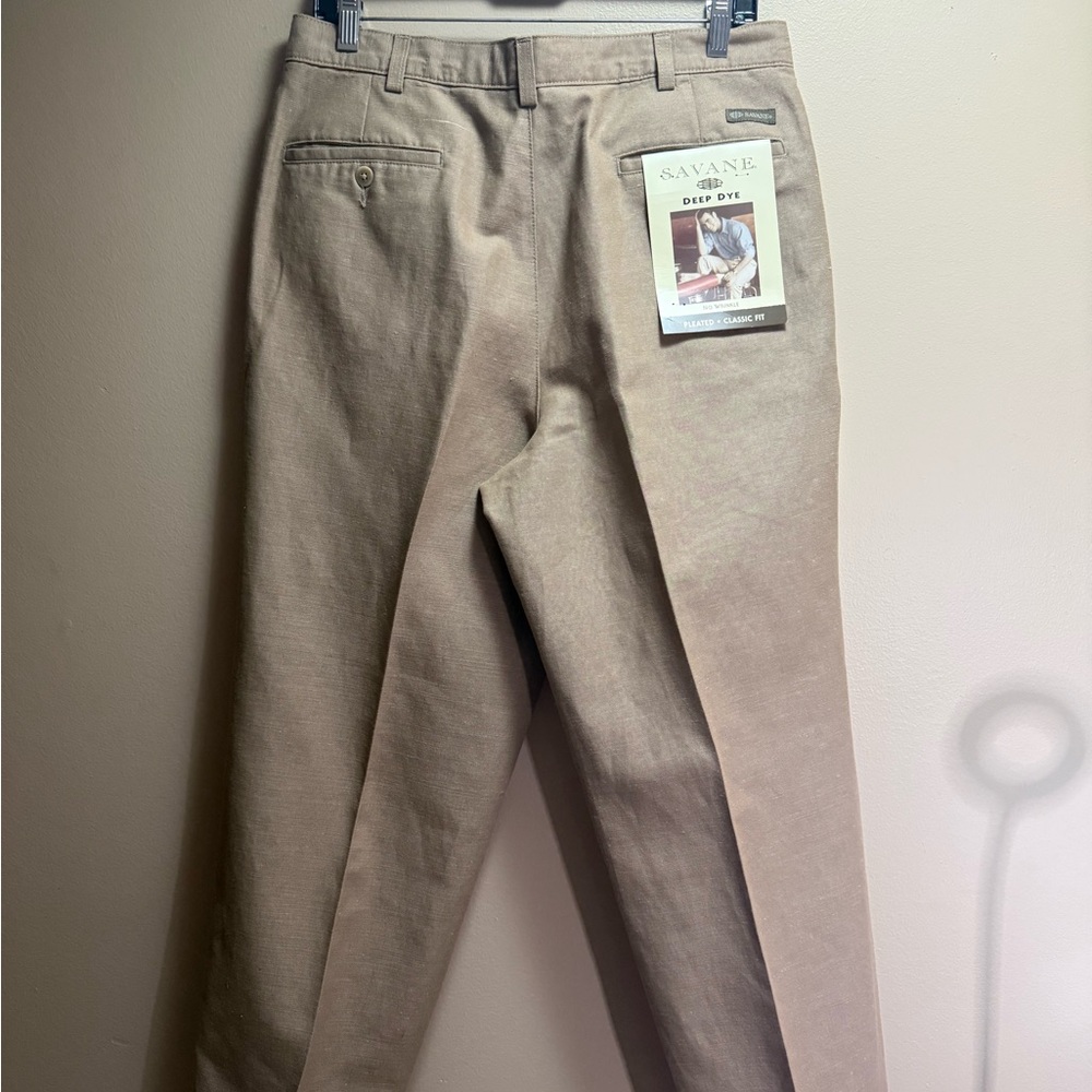 Savane Men's Classic Fit Pleated Pants in Light Brown - Picture 5 of 13